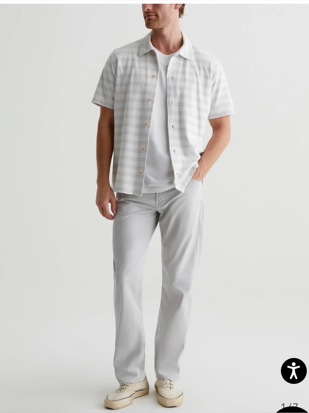 AG Adriano Goldschmied Straight Pants in Light Gray